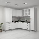 Armário de Cozinha Completa 8 Peças com Tampos e Vidro Cristal Luciane Móveis Armário de Cozinha Completa 8 Peças com Tampos e Vidro Cristal Luciane Móveis