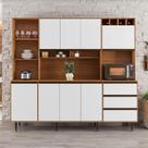 Armário De Cozinha Completa 8 Portas 3 Gavetas Itália Madeirado/off White