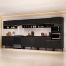 Armário de Cozinha Completa Atlanta Cool Carraro Preto Touch