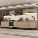 Armário de Cozinha Completa Atlanta Select com Vidro Carraro Amêndoa