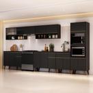 Armário de Cozinha Completa Atlanta Valley com Vidro Carraro Preto Touch