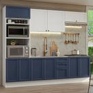 Armário De Cozinha Completa Branco/azul/branco Vik Madesa Armário De Cozinha Completa Branco/azul/branco Vik Madesa