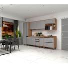 Armário de Cozinha Completa com 7 Peças com Tampo Vanilla com Cinza Puro Isa Luciane Móveis