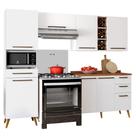 Armário De Cozinha Completa Com Adega 7 Portas 4 Gavetas Favorita Branco/Nature Armário De Cozinha Completa Com Adega 7 Portas 4 Gavetas Favorita Branco/Nature