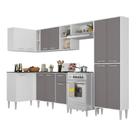 Armário de Cozinha Completa com Tampo 6 peças Xangai Zouk Multimóveis Branca/Lacca Fumê Armário de Cozinha Completa com Tampo 6 peças Xangai Zouk Multimóveis Branca/Lacca Fumê