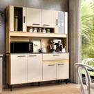 Armário De Cozinha Completa Coral Com 8 Portas E 1 Gaveta Compacto Freijó Off