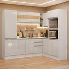 Armário De Cozinha Completa De Canto 100% Mdf 377cm Smart Branco Brilhante Madesa 01 Branco