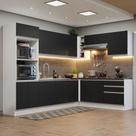 Armário de Cozinha Completa de Canto 100% MDF 479cm Branco/Preto Acordes Madesa 03