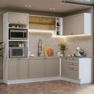 Armário De Cozinha Completa De Canto 399 Cm Branco/crema Vik Madesa 02 Branco/crema