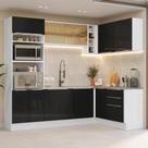 Armário de Cozinha Completa de Canto 399 cm Branco/PretoLux Madesa 01