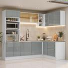 Armário de Cozinha Completa de Canto 416 cm Branco/Cinza Lux Madesa 01 Armário de Cozinha Completa de Canto 416 cm Branco/Cinza Lux Madesa 01