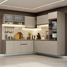 Armário de Cozinha Completa de Canto 445cm Suspensa Crema Nice Madesa 03