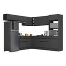 Armário De Cozinha Completa De Canto Com Rodapé V2105 Preto