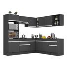 Armário de Cozinha Completa de Canto com Rodapé Veneza Multimóveis MP2080.898 Preto/Branco