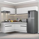 Armário de Cozinha Completa de Canto com Rodapé Veneza Multimóveis MP2104.964 Branco/Preto Armário de Cozinha Completa de Canto com Rodapé Veneza Multimóveis MP2104.964 Branco/Preto