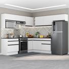 Armário de Cozinha Completa de Canto com Rodapé Veneza Multimóveis MP2106.964 Branco/Preto Armário de Cozinha Completa de Canto com Rodapé Veneza Multimóveis MP2106.964 Branco/Preto