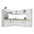 Armário De Cozinha Completa De Canto Com Rodapé Veneza Multimóveis V2082 Branco/dourado Branco/dourado
