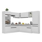 Armário De Cozinha Completa De Canto Com Rodapé Veneza Multimóveis V2082 Branco/preto Branco/preto