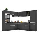 Armário De Cozinha Completa De Canto Com Rodapé Veneza Multimóveis V2082 Preto/branco Preto/branco