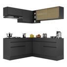 Armário De Cozinha Completa De Canto Com Rodapé Veneza Multimóveis V2097 Preto Preto Armário De Cozinha Completa De Canto Com Rodapé Veneza Multimóveis V2097 Preto Preto