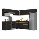Armário De Cozinha Completa De Canto Com Rodapé Veneza Multimóveis V2106 Preto/dourado Armário De Cozinha Completa De Canto Com Rodapé Veneza Multimóveis V2106 Preto/dourado