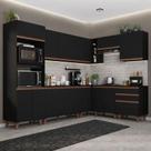 Armário de Cozinha Completa de Canto Madesa Reims 462001 com Balcão Preto