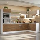 Armário De Cozinha Completa De Canto Madesa Smart 100% MDF Modulada Branco/Rustic/Crema