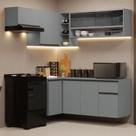 Armário de Cozinha Completa de Canto Suspenso 325cm Cinza Nice Madesa 02