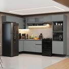 Armário De Cozinha Completa De Canto Suspenso 465cm Nice Madesa 06 Cinza