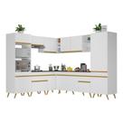 Armário De Cozinha Completa De Canto V2046 Branco/dourado Armário De Cozinha Completa De Canto V2046 Branco/dourado