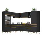 Armário De Cozinha Completa De Canto V2046 Preto/dourado