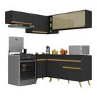 Armário De Cozinha Completa De Canto V2059 Preto/dourado