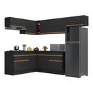 Armário De Cozinha Completa De Canto V2104 Preto/dourado