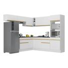 Armário De Cozinha Completa De Canto V2105 Branco/dourado Armário De Cozinha Completa De Canto V2105 Branco/dourado