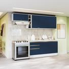 Armário de Cozinha Completa Garrafeiro 100% MDF 260cm Branco/Azul Profundo Celeste Kappesberg