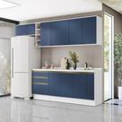 Armário De Cozinha Completa Garrafeiro 100% Mdf 280cm Branco/azul Profundo Celeste Kappesberg