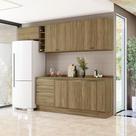 Armário de Cozinha Completa Garrafeiro 100% MDF 280cm Nogueira Celeste Kappesberg