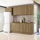 Armário De Cozinha Completa Garrafeiro 100% Mdf 280cm Nogueira Celeste Kappesberg