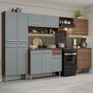 Armário de Cozinha Completa Madesa Emilly 293001 com Balcão e Paneleiro Rustic/Cinza