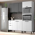 Armário De Cozinha Completa Miami Slim Carraro Branco Com Cinza Titânio