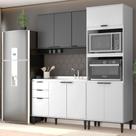 Armário de Cozinha Completa Miami Slim Carraro Branco com Cinza Titânio