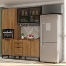 Armário de Cozinha Completa Miami Zen Carraro Freijó com Cinza Titânio
