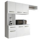 Armário de Cozinha Completa Suspenso com Balcão 6 Portas 1 Gaveta Belíssima Branco Aramóveis
