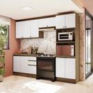 Armário de Cozinha Completa Torre Quente 100% MDF 270cm Nogueira/Branco Celeste Kappesberg