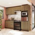 Armário De Cozinha Completa Torre Quente 100% Mdf 270cm Nogueira Celeste Kappesberg