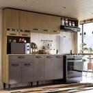 Armário De Cozinha Completo Com 10 Portas E 1 Gaveta Dora Compacto Cor Ripado Grafite