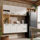 Armário De Cozinha Completo Suspenso Com 7 Portas E 2 Gavetas Cor Freijó Off