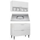 Armário de Cozinha CP01 Com Pia 100cm Pérola Z34 Branco - Mpozenato Armário de Cozinha CP01 Com Pia 100cm Pérola Z34 Branco - Mpozenato