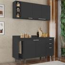 Armário de Cozinha CP12 e Tampo 118cm Pérola M24 Preto - Mpozenato
