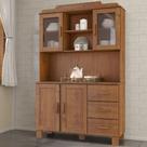 Armário de Cozinha Cristaleira 123cm 3 Gavetas Giana Castanho F07 - Mpozenato